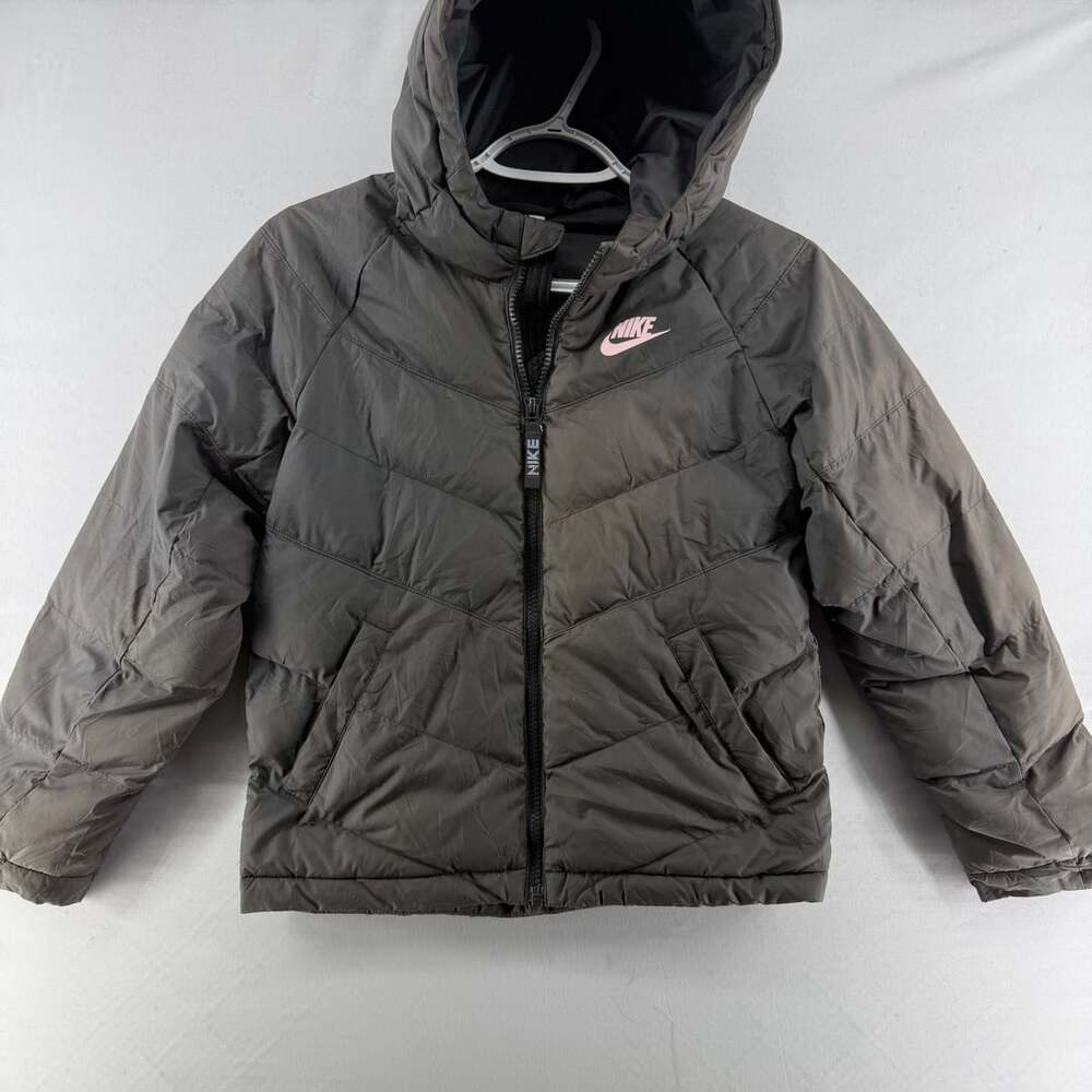 1647 YS Nike Puffer Jacket Black Hooded Winter Coat